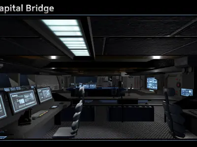 Scifi Capital Bridge Low-poly 3D model