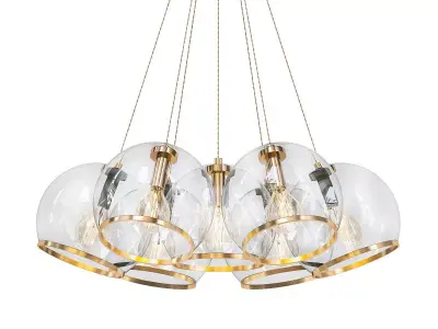 NUAZEN chandelier with clear glass globes hanging from gold c... 3D model