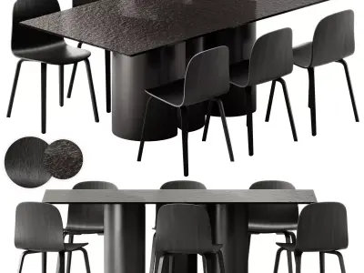 Eforma Plai Crystal Table and Muuto Visu Chair 3D model