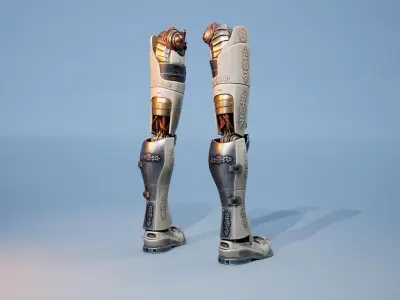 mechanical robot legs with cable and carvings 3D model 3D model