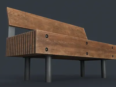 Modern Outdoor Bench 52 PBR Game Ready Low-poly 3D model