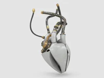  Sci-Fi Artificial Cyber Heart - High-Quality Photorealistic 3D Model 