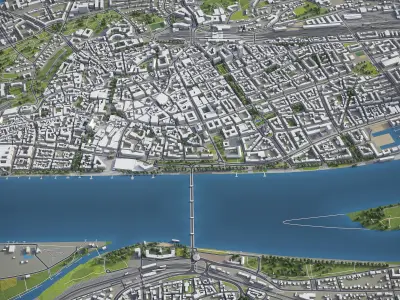 Mainz - Wiesbaden - 2 cities Low-poly 3D model