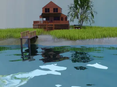 House near the mountains 3D model