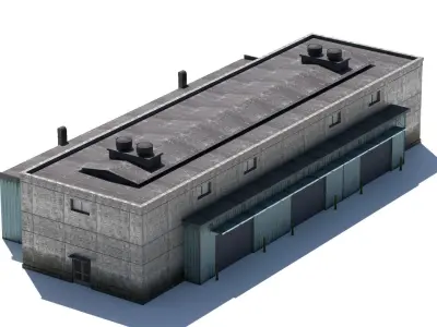 Industrial Building Low-poly 3D model