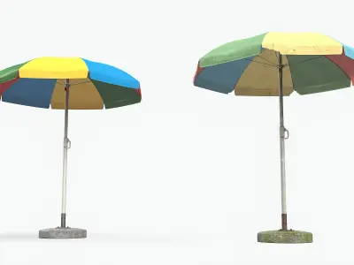 Garden Umbrella - 5 Color Variants  Low-poly 3D model