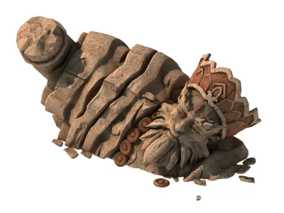 Stone Statue Group - Broken - Buddha Image 04 3D model