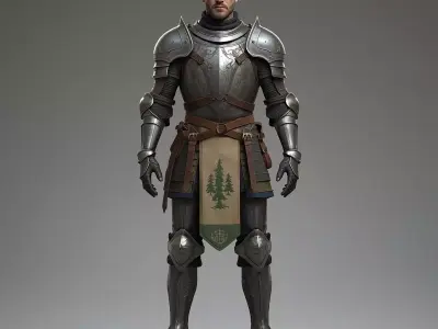 Forest Knight Plate Armor 3D Model Ranger Hero Suit Low-poly 3D model