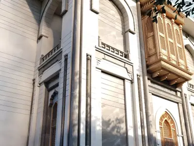 islamic Andalusian Villa with Fountain  Garden Low-poly 3D model