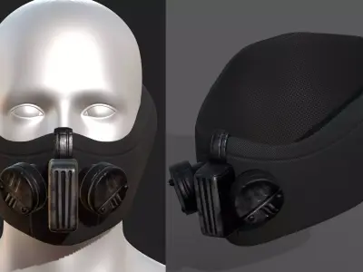 Gas mask respirator scifi PBR textures  Low-poly 3D model