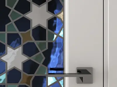 Interior door with a stained-glass arabic pattern 3D model