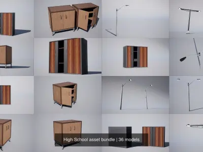 High School asset bundle 3D Model Pack