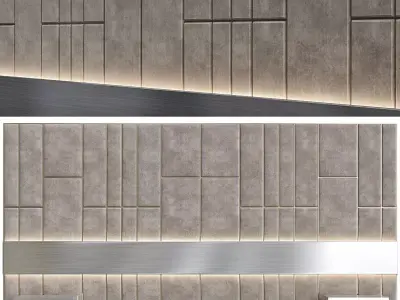 Headboard 3d model wall with light Low-poly 3D model