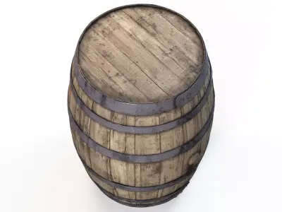 Old Wooden Barrel PBR Textures Low-poly 3D model
