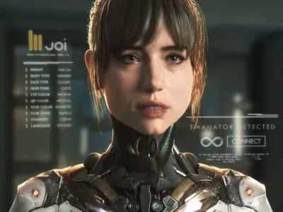 3d Cyberpunk Girl - Game Ready and Recordings Low-poly 3D model