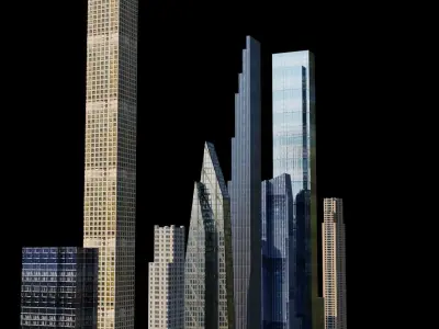 Billionaires Row Pack - All Billionaires Row Skyscrapers Low-poly 3D model