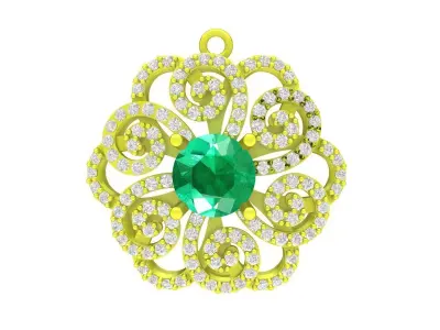 Floral Halo Gemstone Pendant 4953 3D print model