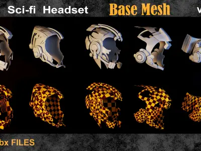 10 Scifi Headset BaseMesh vol18 Low-poly 3D model