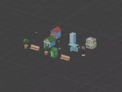 Low Poly City Pack - Stylized Urban Assets 3D model