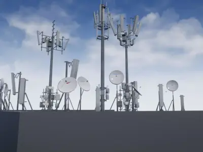 Cellular  TV  Radio  Antenna towers Low-poly 3D model