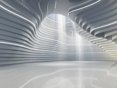 Abstract Concept hall inteiror clear 3D model