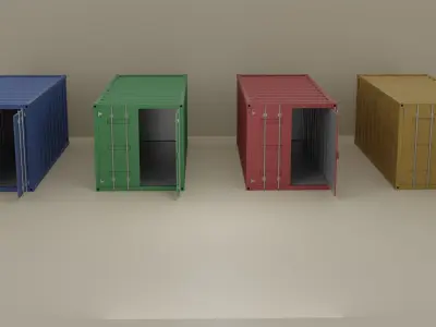 Containers Barrels Boxes Jerrycans Low-poly 3D model
