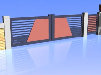 Fence and Gate 01 3D model