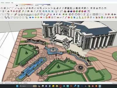 neoclassical shopping mall building 3D model 3D model