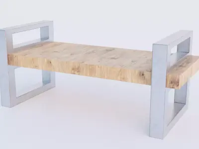 Modern Park Bench 2K PBR Low poly Low-poly 3D model