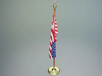 Turkish and American Flagpoles Free low-poly 3D model