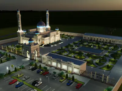 Mosque with architectural design 3D model