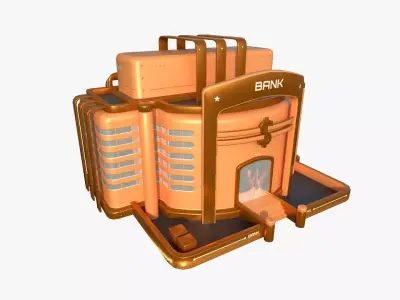 SciFi Bank A04 Orange - Sci Fi Exterior Design Low-poly 3D model