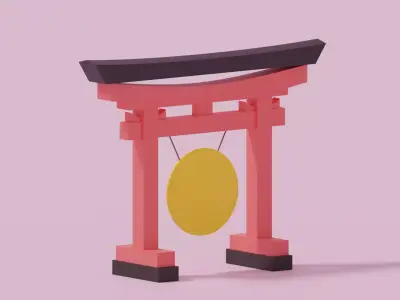 Cartoon Japanese Gong 3D model