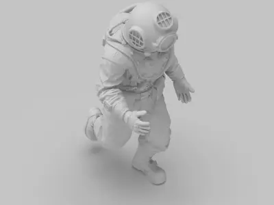 Realistic Vintage Diver Character for 3D Print 3D print model