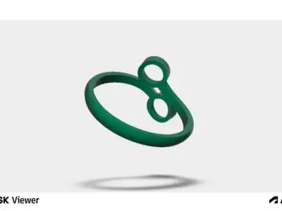 Woman Ring with Two Round Centre Stones 3D print model