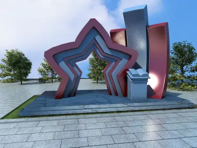 statue sculptures bronze street urban city metal sculpture 3D model 11