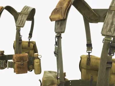  M1956 Load-Carrying Harness with Butt Pack and Canteen Green 