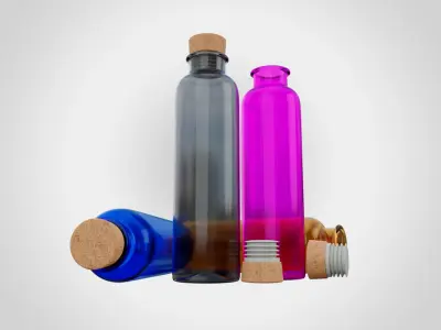 Water Bottle With Cork Low-poly 3D model