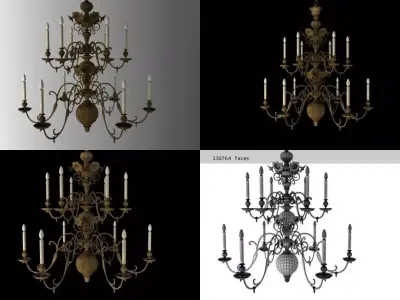 Flemish Renaissance Chandelier 3D model