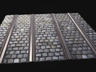COBBLESTONE RAILWAY PBR SEAMLESS GROUND TEXTURE 3D model