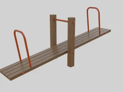 Wooden Seesaw Teeter Totter - 02 Playground Low-poly 3D model