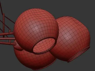 AMBER brass chandelier with glass shades 3D model