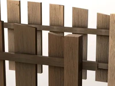Wooden Low Fence 2 texture garden palisade Low-poly 3D model
