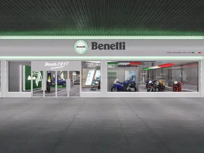 motorcycle store exhibition stand  Low-poly 3D model