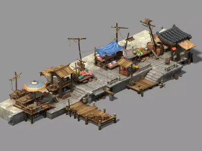 Peach Blossom Island - Marina - Commercial Port 3D model