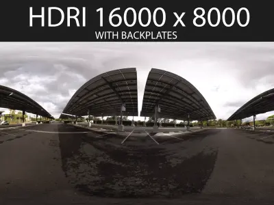 Solar Parking Lot HDRI hdr environment with backplates 3D model