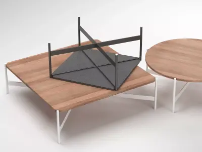 Heron square table with metal legs 3D model