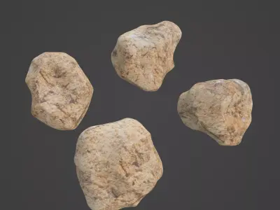 Rock Stone Low-poly 3D model 3