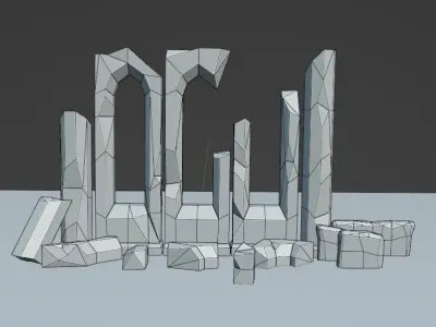 Ancient stone ruins Low-poly 3D model