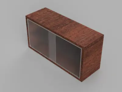Wooden Wall Cabinet with Sliding Glass Doors 3D Model Low-poly 3D model